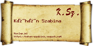 Káhán Szabina névjegykártya
